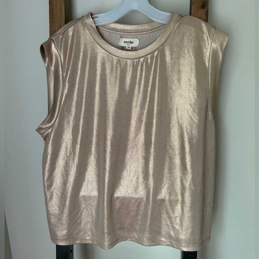 Anthropologie Shiny sleeveless blouse size L